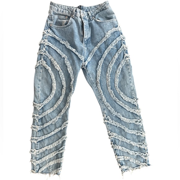 The Ragged Priest Gaze Jeans - Edgy Frayed Circle Seams Mom Fit Size 30 - Picture 5 of 8